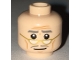Part No: 3626cpb1696  Name: Minifigure, Head Forehead Lines, Dark Bluish Gray Eyebrows and Moustache, Gold Lowered Eyeglasses Pattern - Hollow Stud