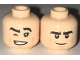 Part No: 3626cpb1698  Name: Minifigure, Head Dual Sided Black Eyebrows, Tan Cheek Lines, Winking with Grin with Teeth / Determined Pattern - Hollow Stud
