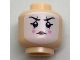 Part No: 3626cpb1720  Name: Minifigure, Head White Face Paint, Black Lines Through Eyebrows and Eyes, Bright Pink Hearts on Cheeks Pattern - Hollow Stud