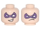 Part No: 3626cpb1732  Name: Minifigure, Head Dual Sided Dark Purple Eye Mask Pointed, Crooked Mouth Grin / Frown Pattern (Riddler) - Hollow Stud