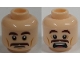 Part No: 3626cpb1743  Name: Minifigure, Head Dual Sided Brown Eyebrows, Moustache, White Pupils, Scared Pattern - Hollow Stud