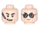 Part No: 3626cpb1774  Name: Minifigure, Head Dual Sided Black Eyebrows, Cheek Lines, Headset and Crooked Smile / Black Sunglasses with Reflections Pattern - Hollow Stud