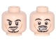 Part No: 3626cpb1793  Name: Minifigure, Head Dual Sided PotC Jack Sparrow Black Moustache and Goatee, Cheek Lines, 'X' Shaped Scar, Smile / Scared Pattern - Hollow Stud