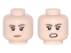 Part No: 3626cpb1795  Name: Minifigure, Head Dual Sided Female PotC Reddish Brown Eyebrows, Nougat Freckles and Lips, Slight Smile / Bared Teeth Angry Pattern - Hollow Stud