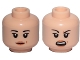 Part No: 3626cpb1910  Name: Minifigure, Head Dual Sided Female Black Eyebrows, Light Orange Lips and Beauty Mark, Neutral / Angry Pattern (SW Rose) - Hollow Stud