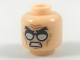 Part No: 3626cpb1977  Name: Minifigure, Head Black Angry Eyebrows, Silver Glasses, Gritted Teeth Pattern - Hollow Stud