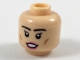 Part No: 3626cpb1986  Name: Minifigure, Head Female, Black Eyebrows and Eyes with Single Eyelashes, Pink Lips Pattern - Hollow Stud