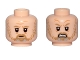 Part No: 3626cpb1998  Name: Minifigure, Head Dual Sided Dark Tan Moustache and Beard with Gray Pattern, Sad / Angry Pattern (SW Luke Skywalker) - Hollow Stud