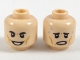 Part No: 3626cpb2002  Name: Minifigure, Head Dual Sided Black Eyebrows, Dark Orange Cheek Lines, Smiling / Worried with Sweat Drops Pattern - Hollow Stud