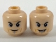 Part No: 3626cpb2003  Name: Minifigure, Head Dual Sided Dark Orange Brow and Cheek Lines, Light Blue Eye Shadow and Line Under Mouth, Smug / Smile Pattern - Hollow Stud