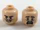 Part No: 3626cpb2013  Name: Minifigure, Head Dual Sided Black Eyebrows and Pencil Moustache, Dark Orange Cheek Lines, Smile / Scared Pattern - Hollow Stud