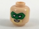 Part No: 3626cpb2025  Name: Minifigure, Head Male Green Eye Mask, Bright Light Yellow Sideburns and Goatee, Open Grin Pattern - Hollow Stud