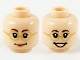 Part No: 3626cpb2031  Name: Minifigure, Head Dual Sided Female Glasses with Gold Frames, Peach Lips, Smiling / Smiling with Teeth Pattern - Hollow Stud