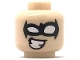Part No: 3626cpb2033  Name: Minifigure, Head Black Eye Mask with White Eye Holes and Cheesy Smile Pattern (Nightwing) - Hollow Stud