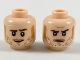 Part No: 3626cpb2124  Name: Minifigure, Head Dual Sided Reddish Brown Eyebrows and Stubble, Medium Nougat Sideburns, Moustache, Cheek Lines, and Chin Dimple, Grin / Determined Pattern - Hollow Stud