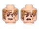 Part No: 3626cpb2138  Name: Minifigure, Head Dual Sided Brown Eyebrows, Cheek Lines, Chin Dimple, Mud Stains, Determined / Scared Pattern (SW Han Solo, Mudtrooper) - Hollow Stud