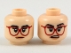 Part No: 3626cpb2140  Name: Minifigure, Head Dual Sided Female Black Eyebrows, Red Glasses, Peach Lips, Neutral / Surprised Expression Pattern - Hollow Stud