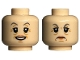 Part No: 3626cpb2163  Name: Minifigure, Head Dual Sided Female Dark Bluish Gray Eyebrows, Nougat Lips, Medium Nougat Age Lines, Smile / Frown Pattern - Hollow Stud