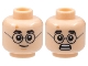 Part No: 3626cpb2168  Name: Minifigure, Head Dual Sided Black Thick Eyebrows and Round Glasses, Medium Nougat Lightning Scar, Grin with Chin Dimple / Scared Open Mouth with Teeth Parted Pattern (Harry Potter) - Hollow Stud