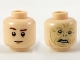 Part No: 3626cpb2170  Name: Minifigure, Head Dual Sided Reddish Brown Eyebrows (Quirrell) / Crooked Tan Face with Dark Orange Contours (Voldemort) Pattern - Hollow Stud