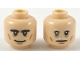 Part No: 3626cpb2183  Name: Minifigure, Head Dual Sided Black Eyebrows Thick, Smile / White Eyebrows and Moustache, Gray Right Eye Pattern - Hollow Stud