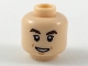 Lot ID: 292655842  Part No: 3626cpb2187  Name: Minifigure, Head Dark Brown Eyebrows, Small Lopsided Grin Pattern - Hollow Stud