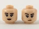 Part No: 3626cpb2197  Name: Minifigure, Head Dual Sided Female Dark Brown Eyebrows, Nougat Lips, Neutral Expression / Small Smile Pattern - Hollow Stud