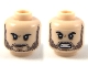 Part No: 3626cpb2251  Name: Minifigure, Head Dual Sided Dark Brown Heavy Stubble, Small Scowl / Furious Expression Pattern - Hollow Stud