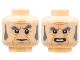 Part No: 3626cpb2254  Name: Minifigure, Head Dual Sided Dark Bluish Gray Eyebrows and Sideburns, Cheek Lines, Frown / Mouth with Teeth Pattern - Hollow Stud