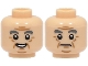 Part No: 3626cpb2259  Name: Minifigure, Head Dual Sided Dark Bluish Gray Eyebrows, Medium Nougat Wrinkles and Chin Dimple, Open Mouth Smile / Frown Pattern - Hollow Stud