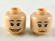 Part No: 3626cpb2372  Name: Minifigure, Head Dual Sided Female, Black Eyebrows, Medium Nougat Lips and Jowel Lines, Wide Smile / Neutral Pattern - Hollow Stud