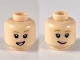 Part No: 3626cpb2384  Name: Minifigure, Head Dual Sided Female Medium Nougat Eyebrows, Bright Pink Lips, Open Mouth Smile with Teeth / Grin Pattern - Hollow Stud