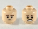 Part No: 3626cpb2395  Name: Minifigure, Head Dual Sided Dark Brown Eyebrows, Mole on Left Cheek, Neutral / Scared Pattern - Hollow Stud