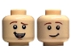 Part No: 3626cpb2397  Name: Minifigure, Head Dual Sided Reddish Brown Eyebrows, Lopsided Open Mouth Smile with Teeth and Tongue / Lopsided Grin Pattern - Hollow Stud