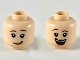 Part No: 3626cpb2404  Name: Minifigure, Head Dual Sided Female Reddish Brown Eyebrows, Peach Lips, Lopsided Grin / Wide Open Smile Pattern - Hollow Stud