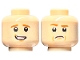 Part No: 3626cpb2412  Name: Minifigure, Head Dual Sided Dark Orange Eyebrows, Medium Nougat Chin Dimple, Lopsided Open Mouth Smile with Teeth / Angry with Frown Pattern - Hollow Stud