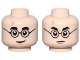 Part No: 3626cpb2413  Name: Minifigure, Head Dual Sided Black Eyebrows and Glasses, Medium Nougat Lightning Scar and Chin Dimple, Grin / Stern Pattern - Hollow Stud