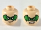 Part No: 3626cpb2418  Name: Minifigure, Head Dual Sided Green Bat-Shaped Domino Mask with White Eyes, Grin / Fierce Pattern - Hollow Stud