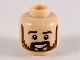 Part No: 3626cpb2448  Name: Minifigure, Head Dark Brown Eyebrows and Beard with Dark Tan Highlights Pattern - Hollow Stud