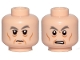 Part No: 3626cpb2497  Name: Minifigure, Head Dual Sided Dark Bluish Gray Eyebrows, Eye Bags, Cheek Lines, Chin Dimple, Grin / Angry Pattern (SW General Pryde) - Hollow Stud