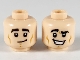Part No: 3626cpb2499  Name: Minifigure, Head Dual Sided Black Eyebrows, Lopsided Grin / Large Smile with Raised Right Eyebrow Pattern - Hollow Stud