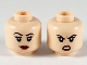 Part No: 3626cpb2510  Name: Minifigure, Head Dual Sided Female, Black Eyebrows, Dark Red Lips, Smile with Raised Right Eyebrow / Scowl Pattern - Hollow Stud