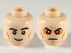 Part No: 3626cpb2515  Name: Minifigure, Head Dual Sided Black Eyebrows, Medium Nougat Cheek Lines, Grin / Firm with Red Eyes Pattern - Hollow Stud