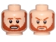 Part No: 3626cpb2521  Name: Minifigure, Head Dual Sided Dark Orange Beard and Eyebrows, Bared Teeth / Frown Pattern (SW Obi-Wan) - Hollow Stud