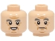 Part No: 3626cpb2658  Name: Minifigure, Head Dual Sided Dark Bluish Gray Eyebrows, Nougat Wrinkles and Chin Dimple, Open Mouth Smile / Frown Pattern - Hollow Stud