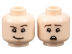Part No: 3626cpb2660  Name: Minifigure, Head Dual Sided Dark Brown Eyebrows, Lopsided Grin with Raised Left Eyebrow / Scared Pattern - Hollow Stud