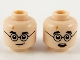Part No: 3626cpb2669  Name: Minifigure, Head Dual Sided Medium Nougat Lightning Scar, Black Eyebrows and Glasses, Grin / Surprised Pattern - Hollow Stud