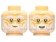 Part No: 3626cpb2670  Name: Minifigure, Head Dual Sided White Bushy Eyebrows and Beard, Gold Glasses, Grin / Smile with Teeth Pattern - Hollow Stud