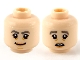 Part No: 3626cpb2674  Name: Minifigure, Head Dual Sided Female, Dark Bluish Gray Eyebrows, Peach Lips, Grin / Scared Pattern - Hollow Stud