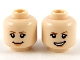 Part No: 3626cpb2680  Name: Minifigure, Head Dual Sided Female, Dark Orange Eyebrows, Peach Lips, Grin / Lopsided Smile with Left Eyebrow Raised Pattern - Hollow Stud